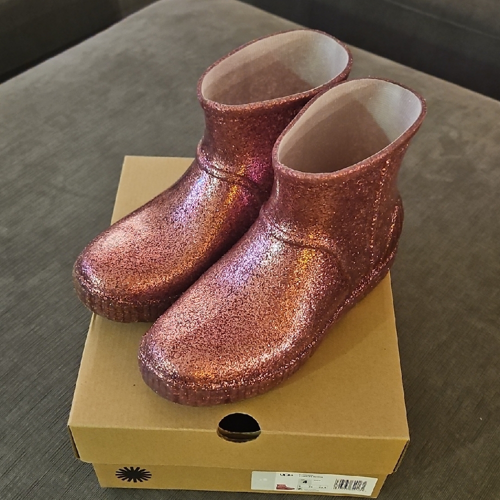 Ugg K Drizlita Glitter Girl Rubber Boots Size Y4